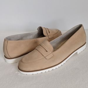 Paul Green Loafer Flat Nubuck Suede Penny Strap Almond Toe Slip On Tan 8.5 NIB